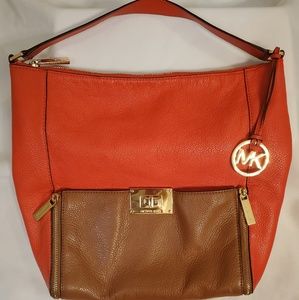 Orange and brown Michael Kors Hobo